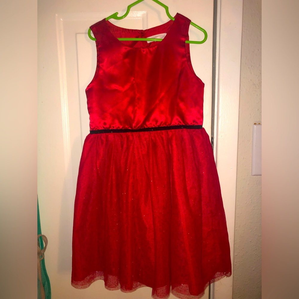 NANNETTE Kids Red Sparkly Dress 6x 100% Polyester